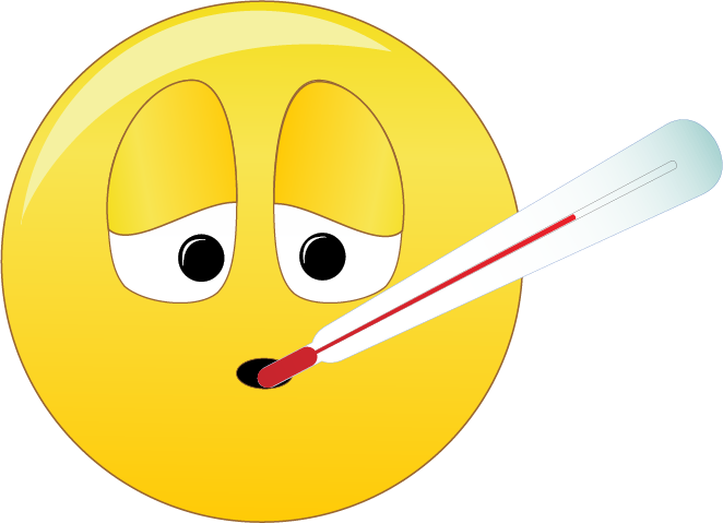 A Yellow Emoji With A Thermometer In Mouth