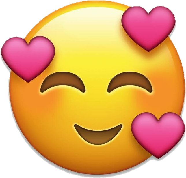 A Yellow Emoji With Pink Hearts Around It