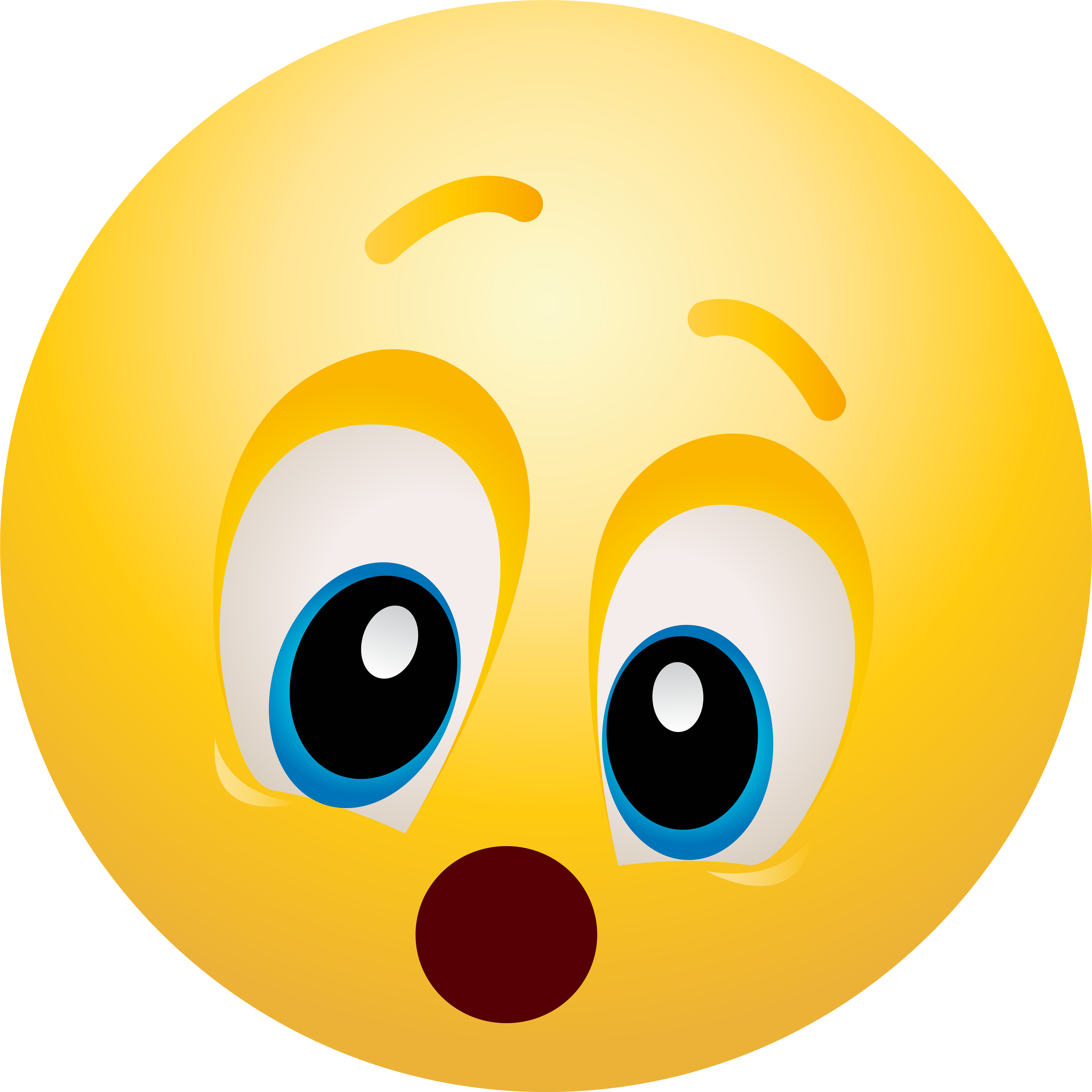 A Yellow Emoji With Blue Eyes And A Surprised Expression
