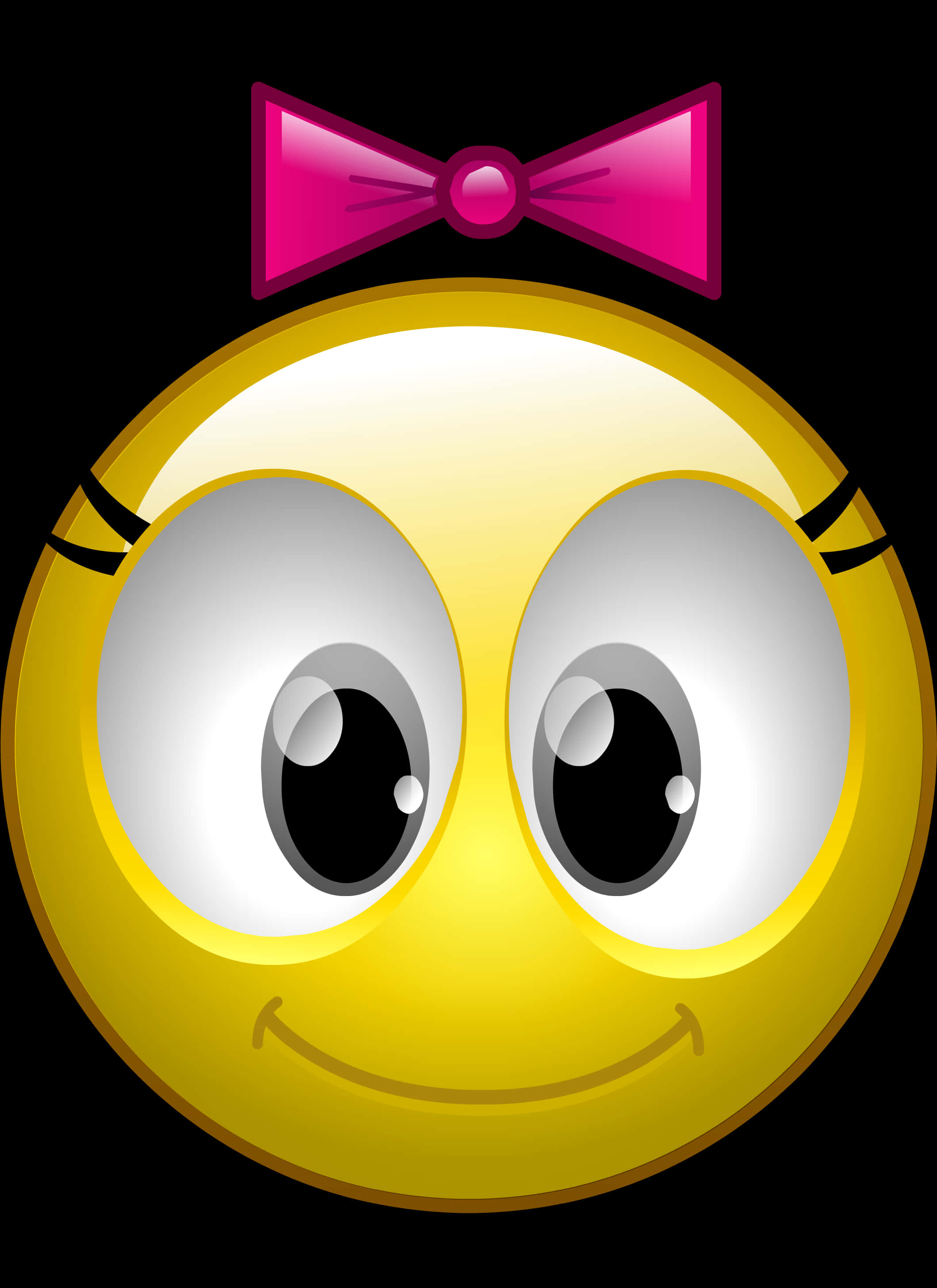 A Yellow Smiley Face With Pink Bow
