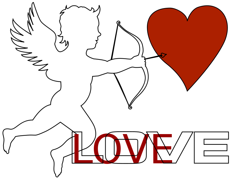 A Cupid With A Bow And Arrow Shooting A Heart