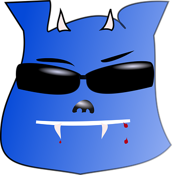 A Cartoon Of A Blue Monster With Sunglasses
