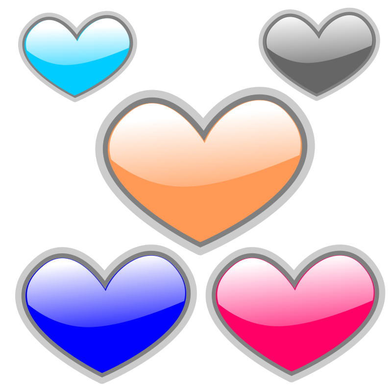 A Group Of Hearts With Different Colors