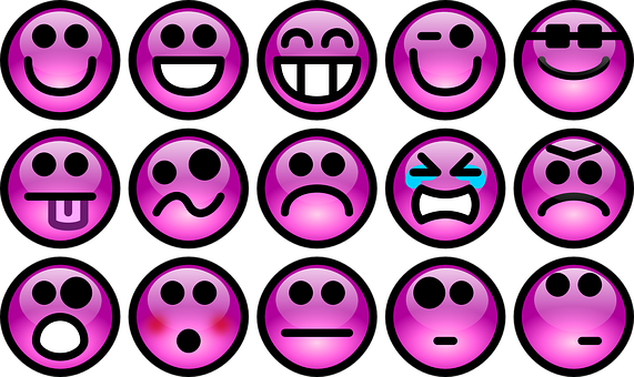 A Set Of Purple Smiley Faces