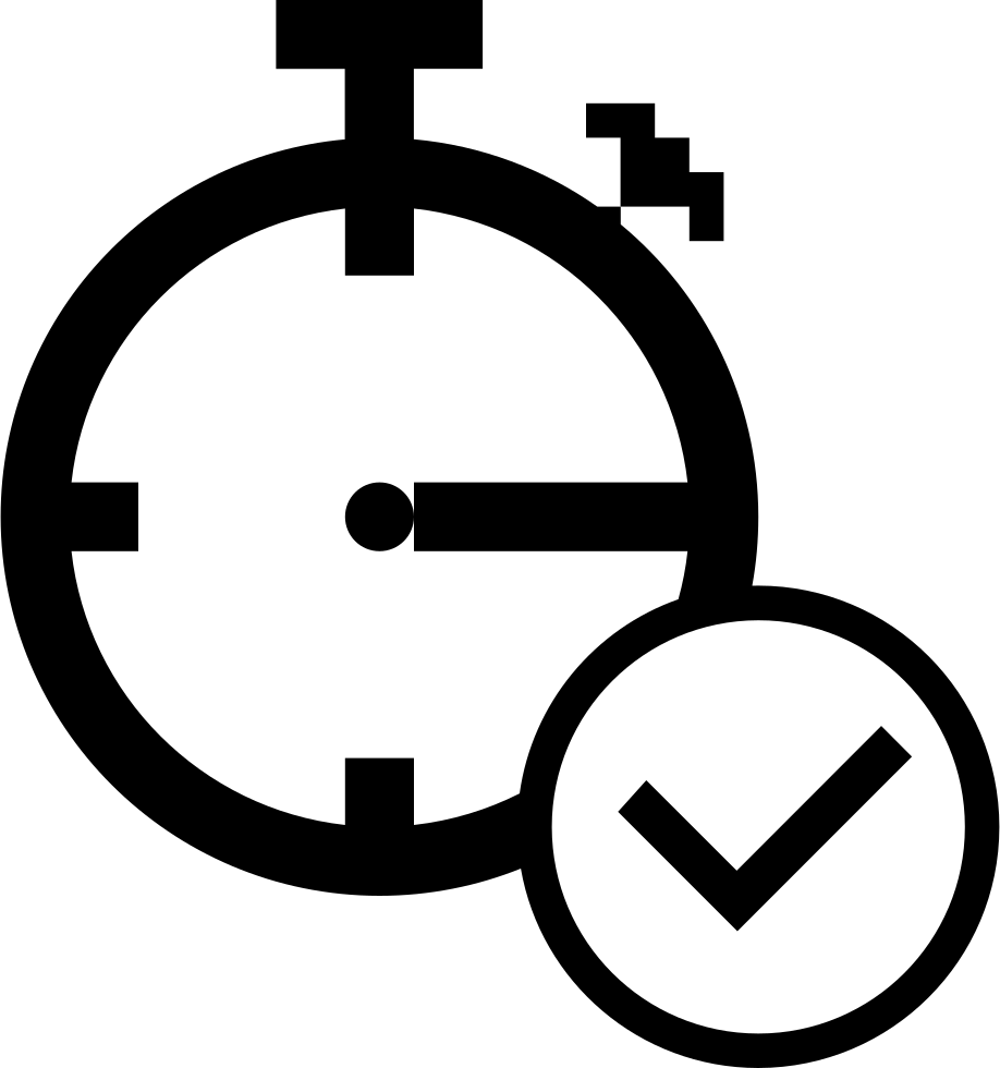 A Black And White Image Of A Clock And A Check Mark