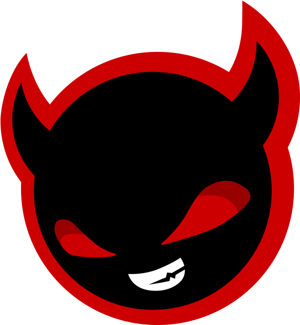 A Black And Red Devil Face