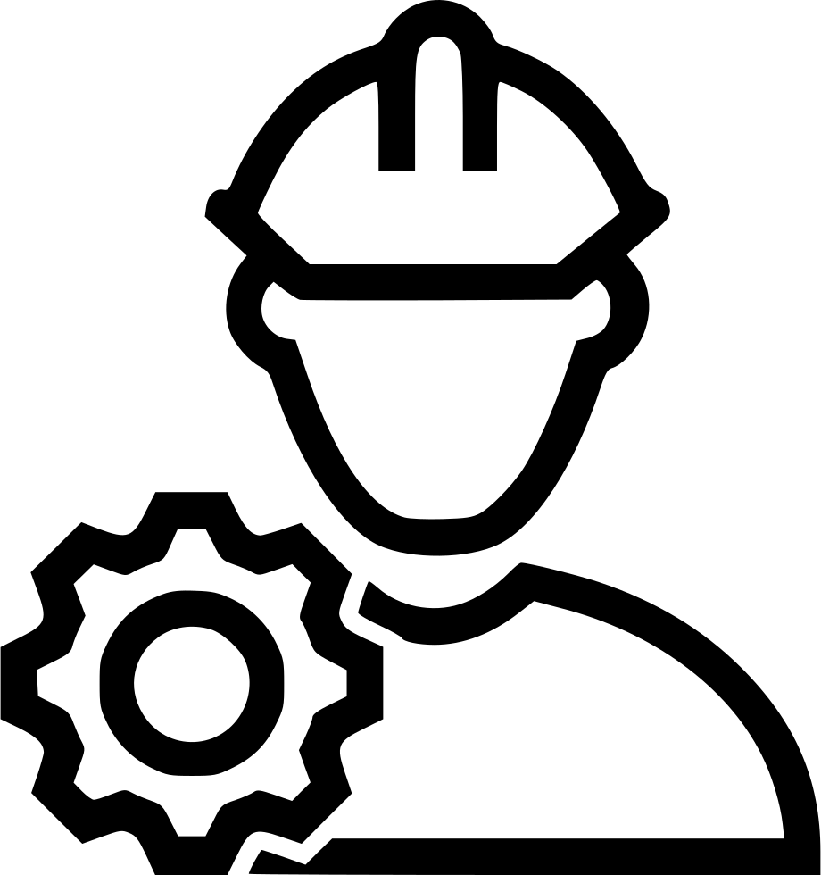 A Black And White Outline Of A Man With A Gear