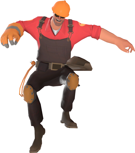 A Cartoon Character Of A Man Wearing A Helmet And Orange Shirt