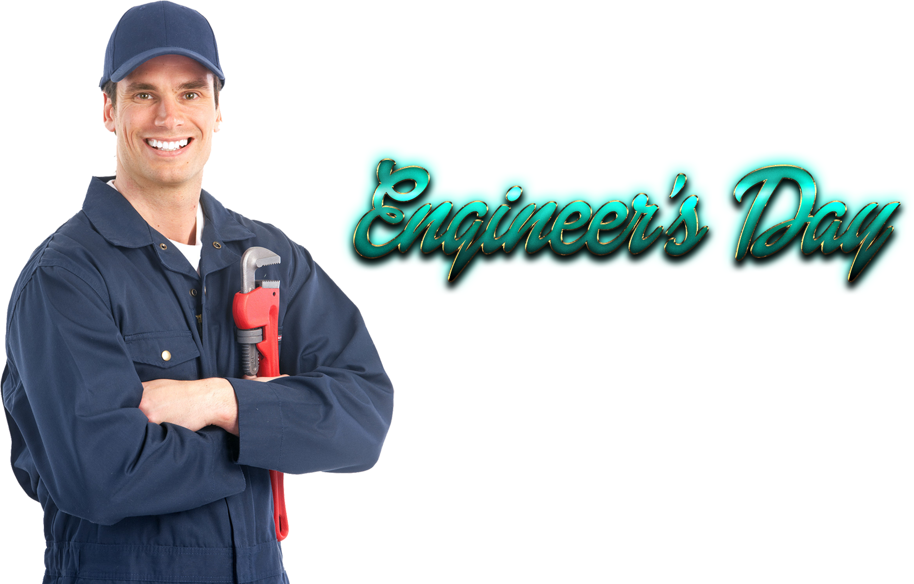 A Man In A Blue Uniform With A Wrench