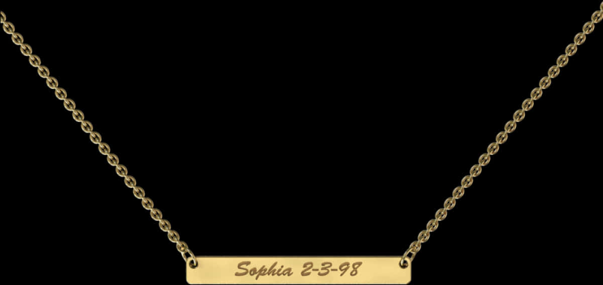 A Gold Bar Necklace With A Name On It