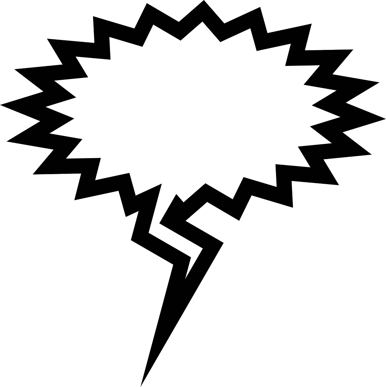 A White Speech Bubble With A Lightning Bolt