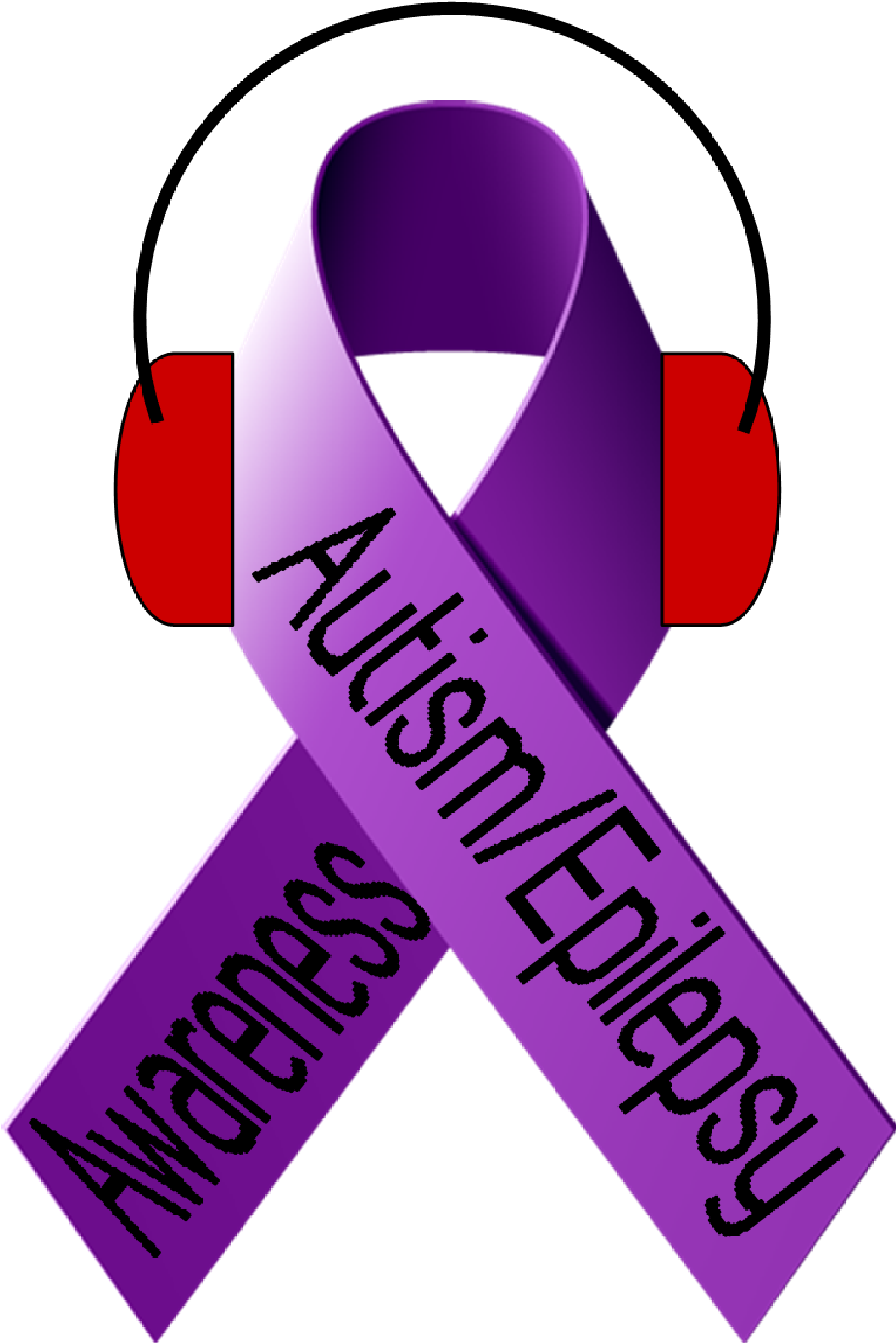 A Purple Ribbon With Red Headphones