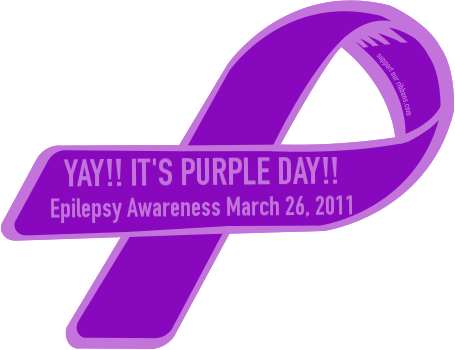 A Purple Ribbon With White Text
