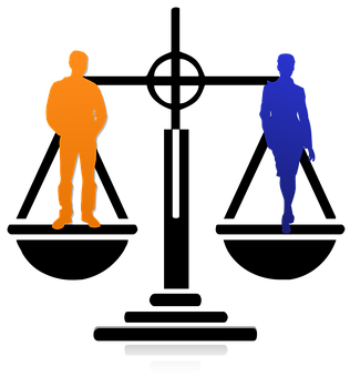 A Man And Woman Silhouettes On A Scale