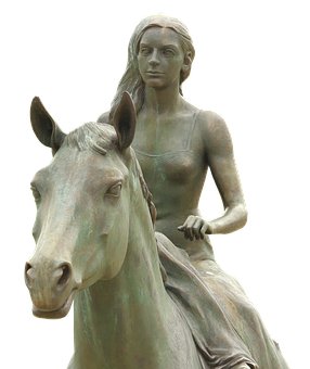 A Statue Of A Woman Riding A Horse