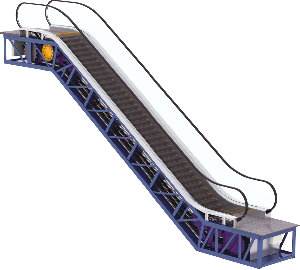 A Blue And Purple Escalator