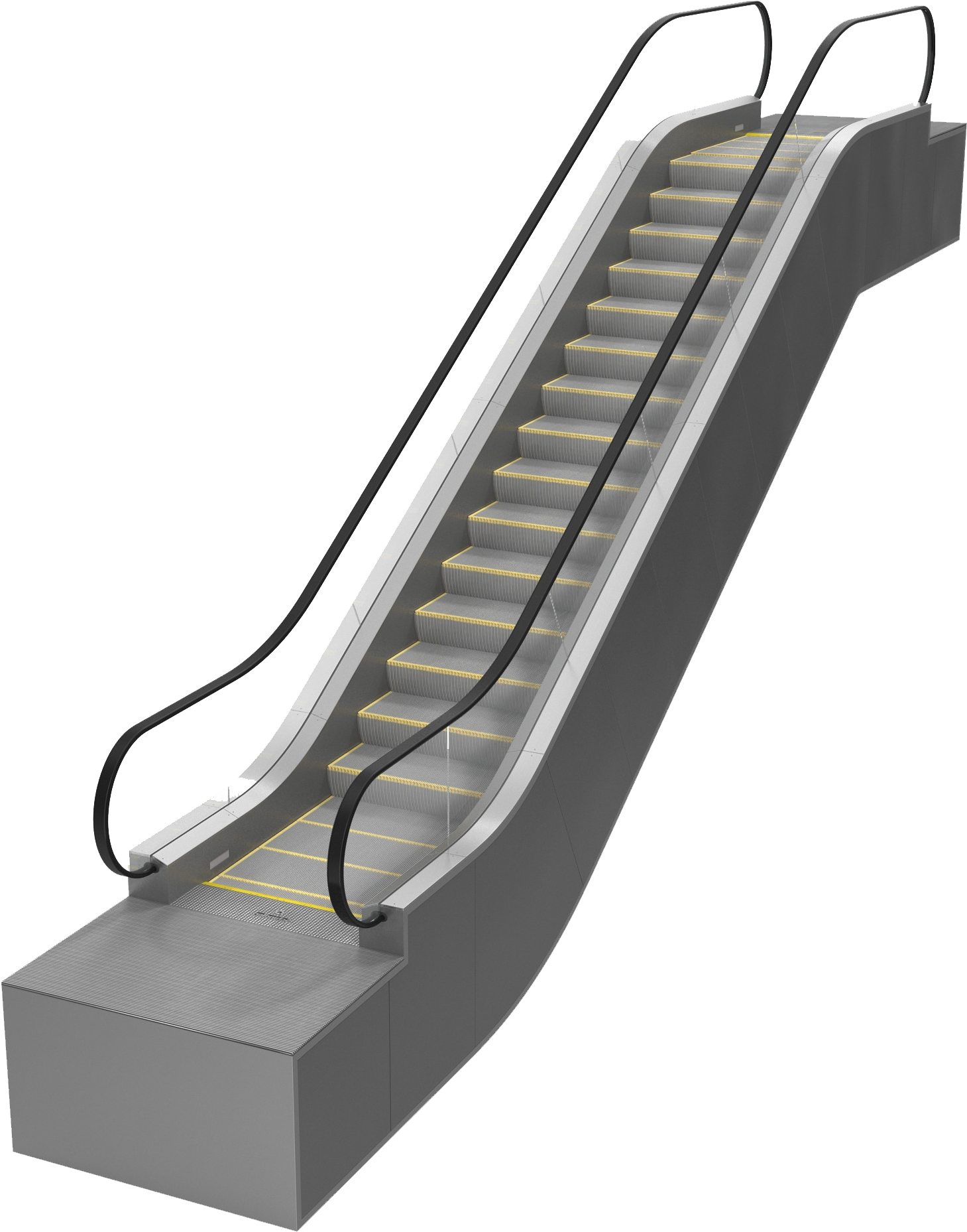 A Escalator With Yellow Markings