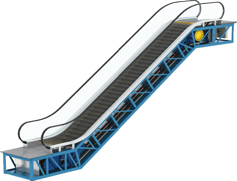 A Blue And White Escalator