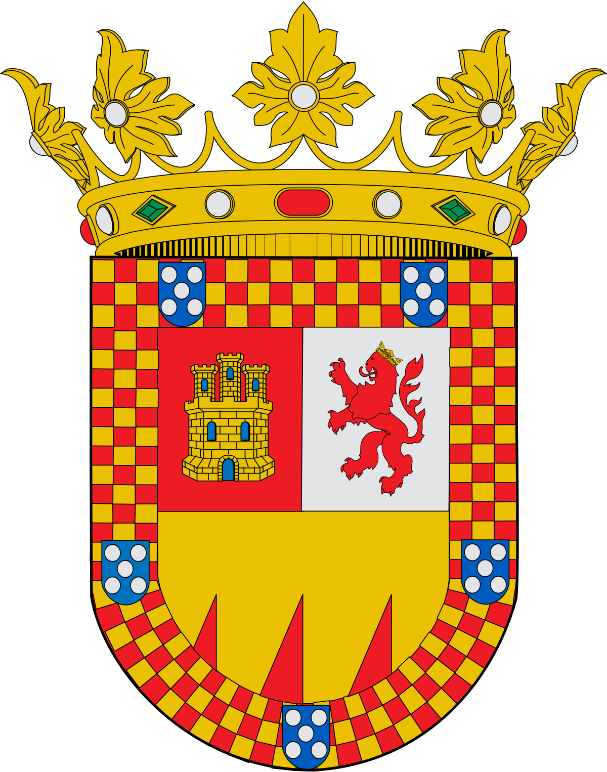 A Yellow And Red Shield With A Lion And A Lion Crown