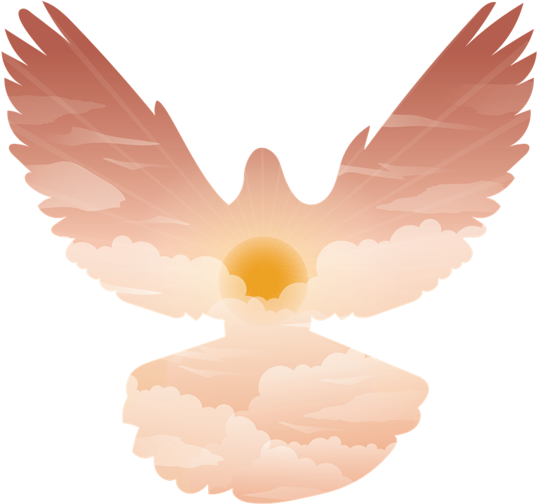 A Bird With Clouds And Sun