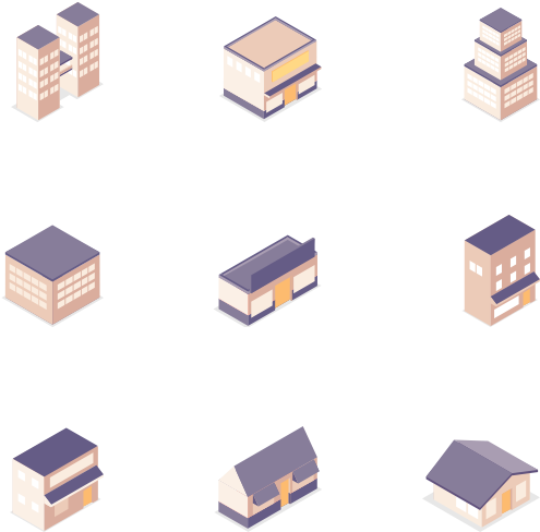 A Group Of Buildings On A Black Background
