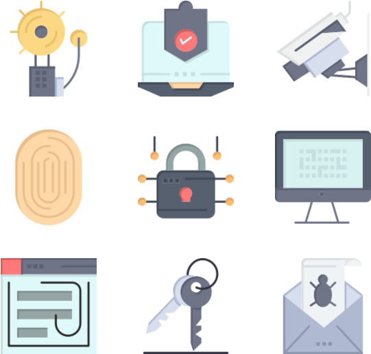 A Collection Of Icons Of Computer Security