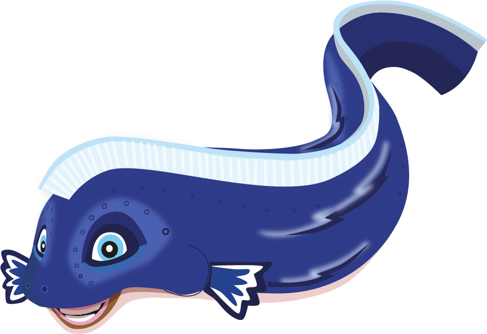 A Cartoon Of A Blue Fish