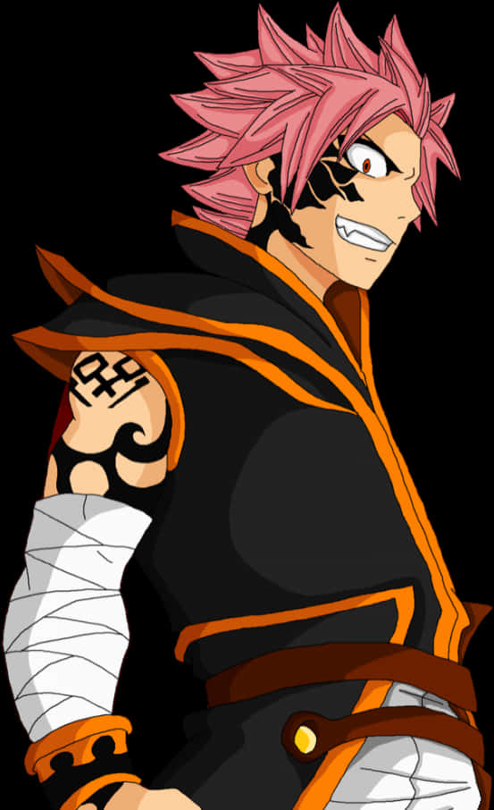 A Cartoon Of A Man With Pink Hair And Black And Orange Hair
