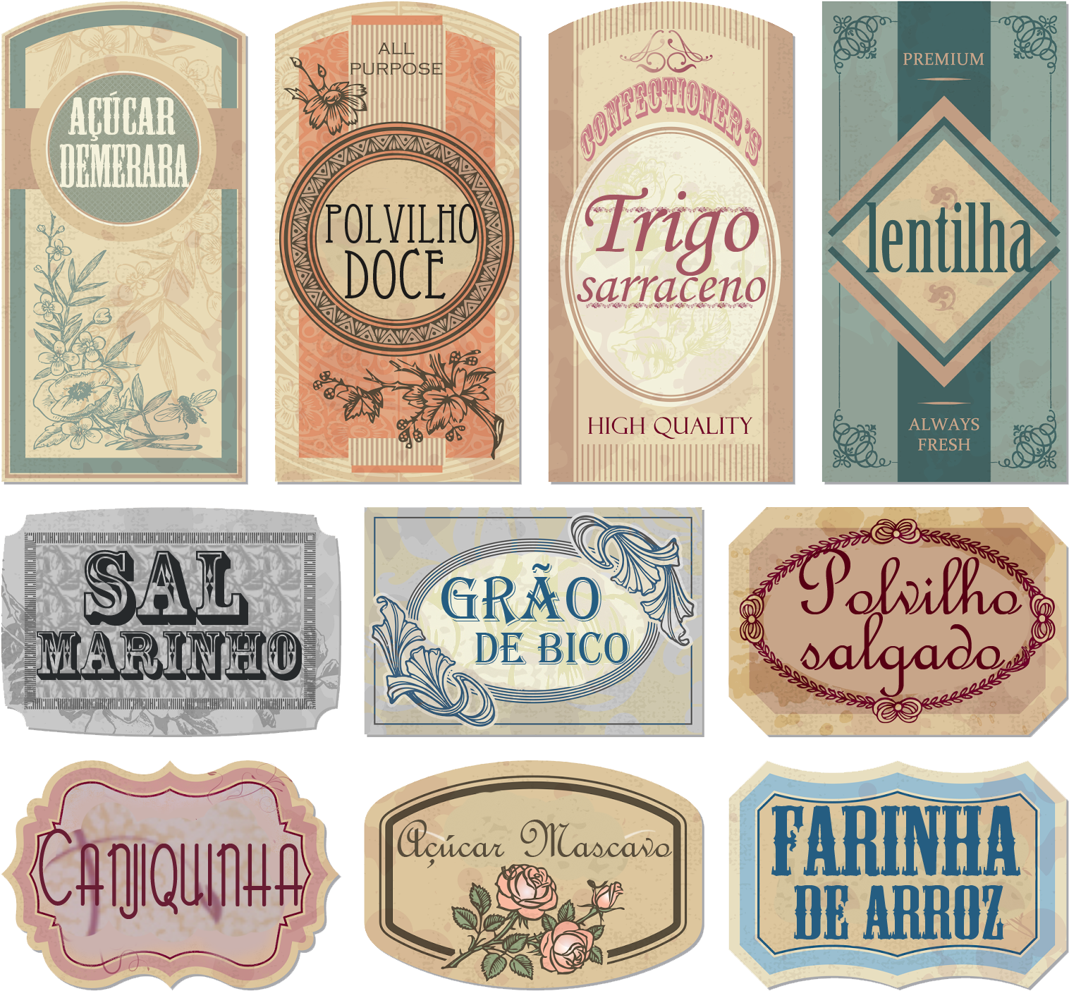 A Collection Of Labels With Text