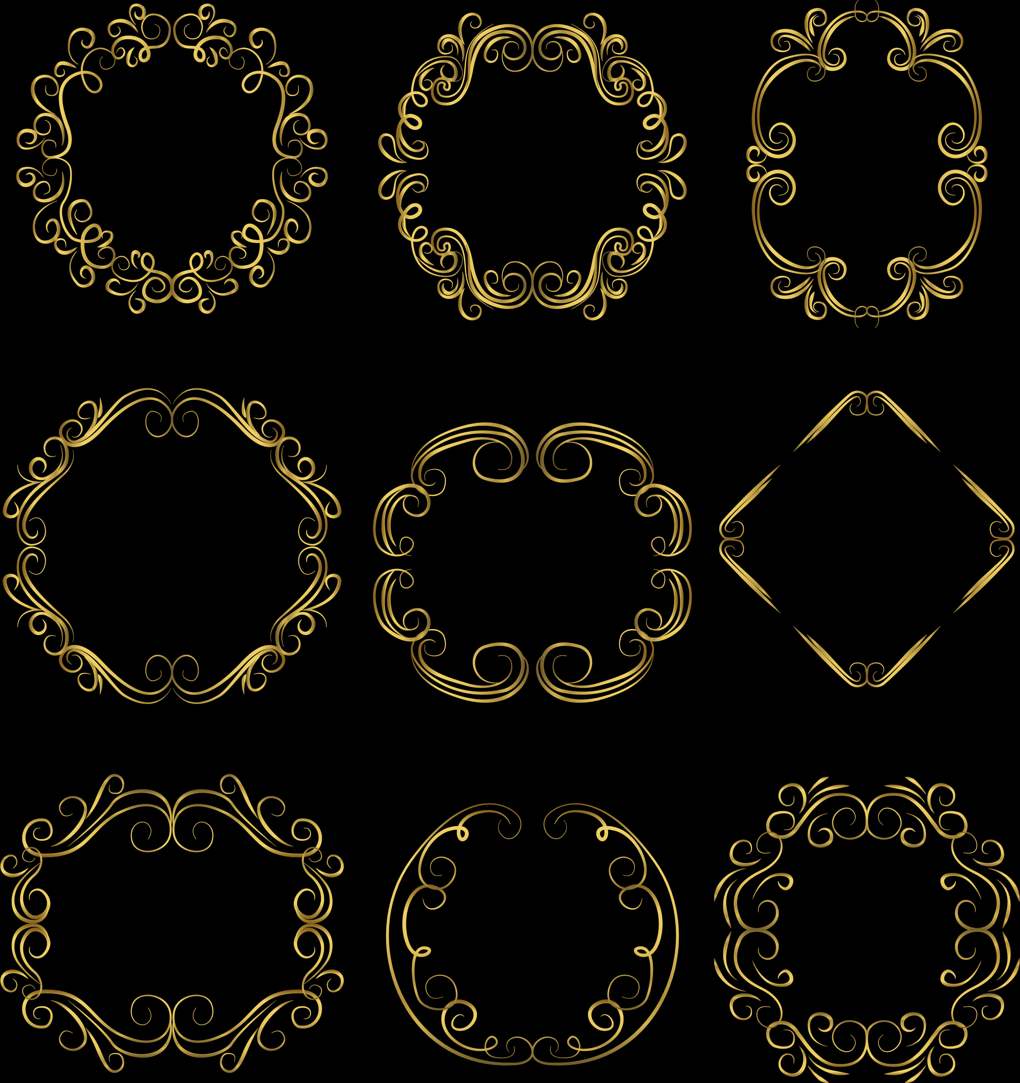 European American Style Golden Border Element Vector - Circle, Hd Png Download