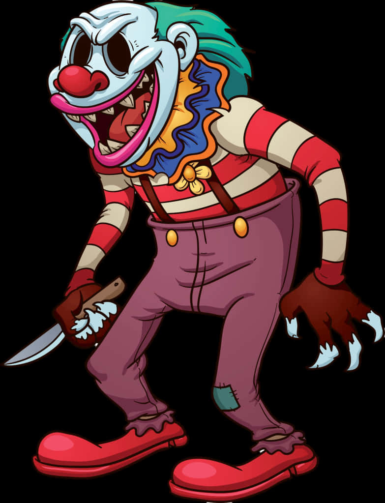 A Cartoon Of A Clown Holding A Knife