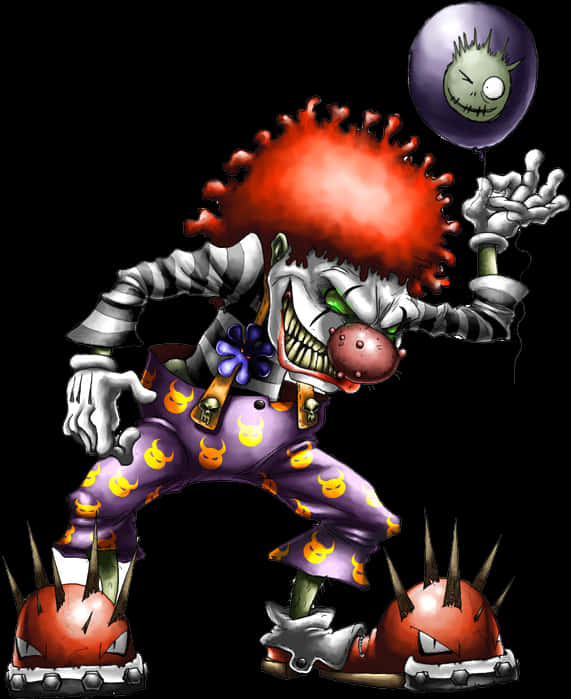 A Clown With Red Hair And A Balloon