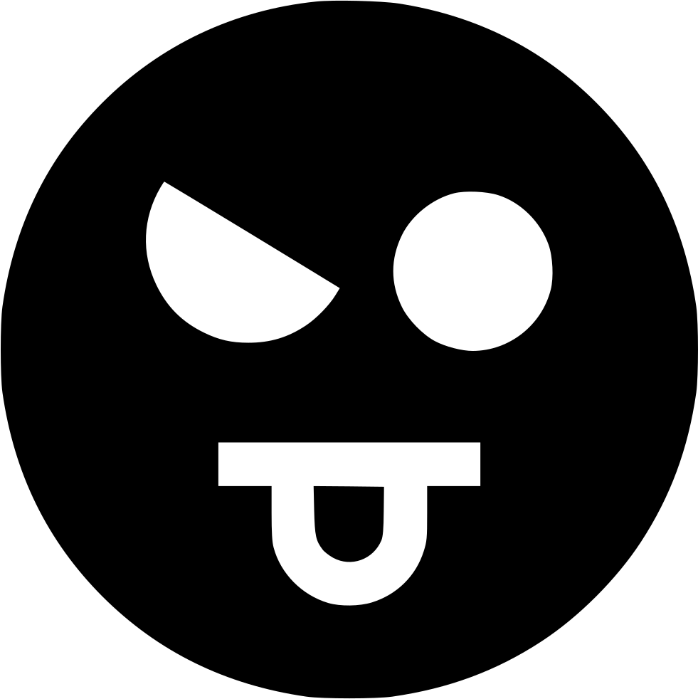 A Black Circle With A Face And Tongue Sticking Out