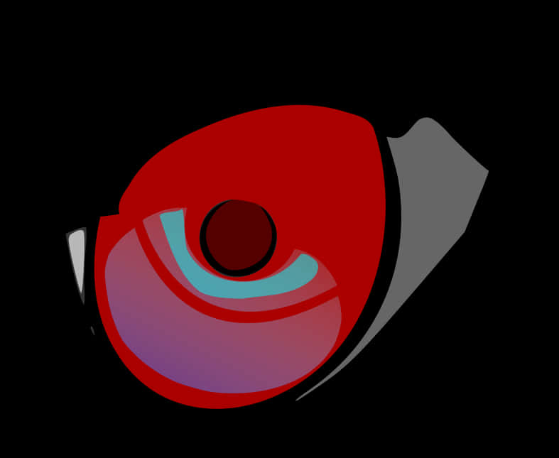 A Red Eyeball With Blue And Purple Eye