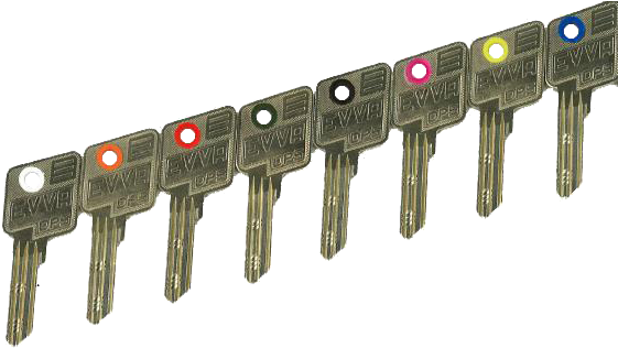 A Row Of Keys With Red Circles