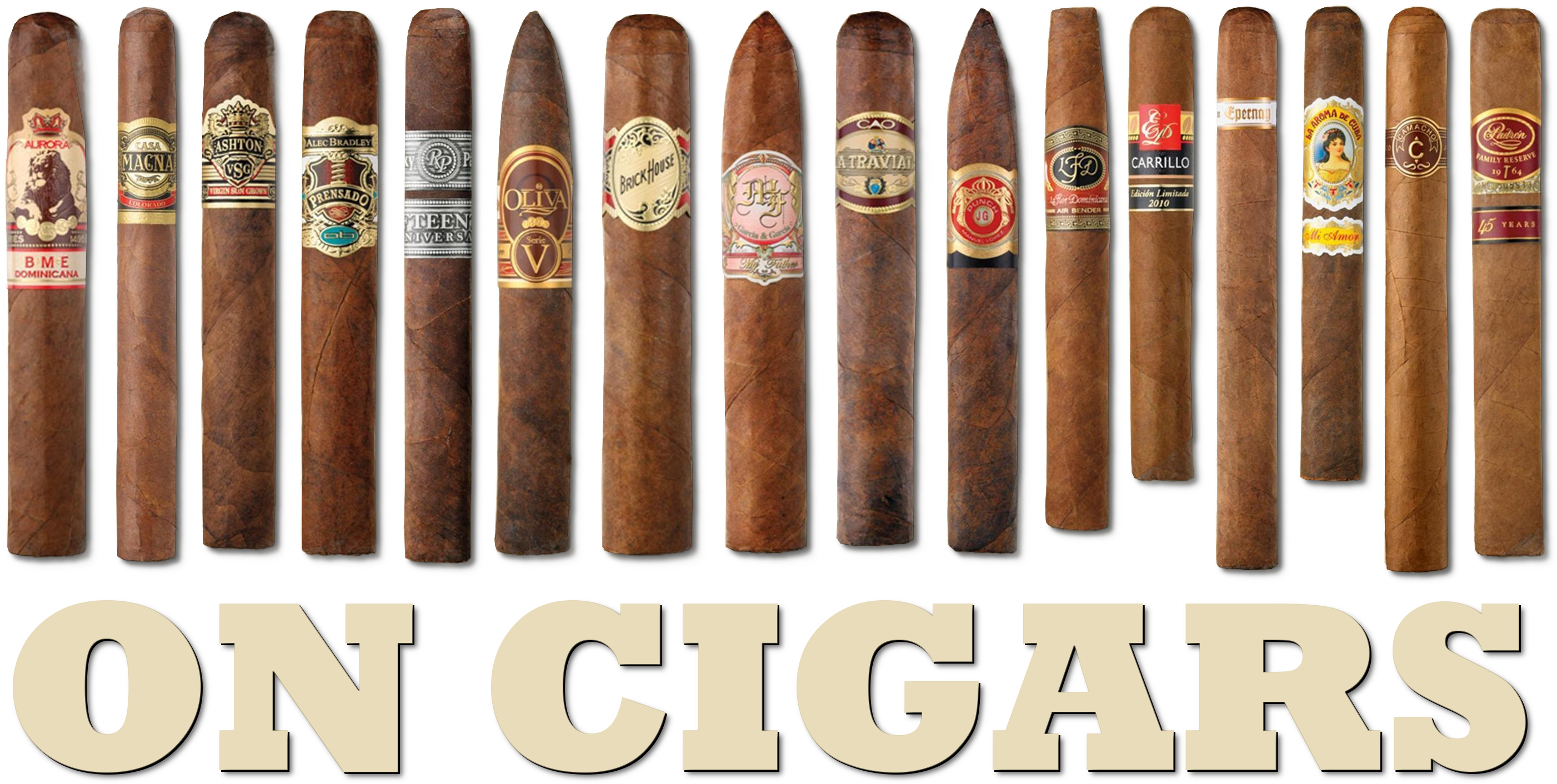 A Row Of Cigars With Labels