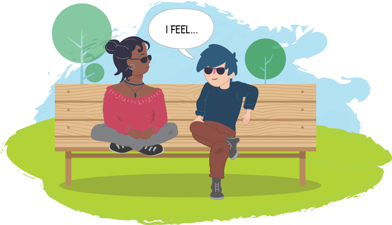 A Cartoon Of A Couple Of People Sitting On A Bench