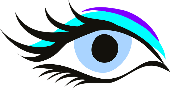 A Blue Eye With Black Eye Lashes And Black Eyeliner