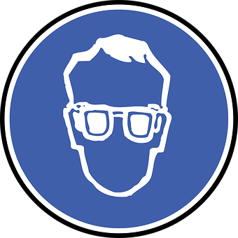 A Blue Circle With White Outline Of A Man Wearing Glasses