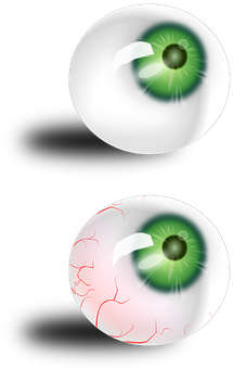 A Pair Of Eyeballs With Green And Red Pupil