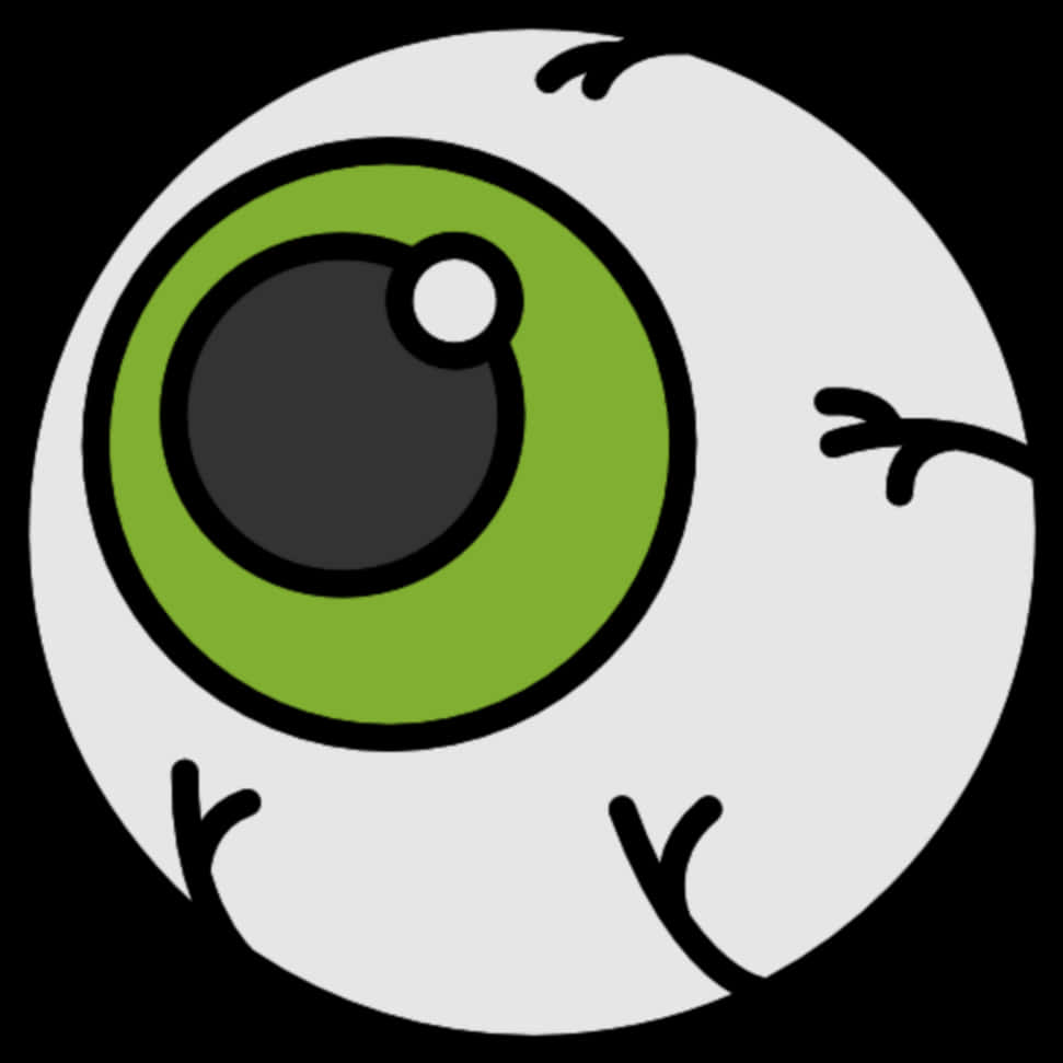 A Cartoon Eyeball With Green Eyeball And Black Background