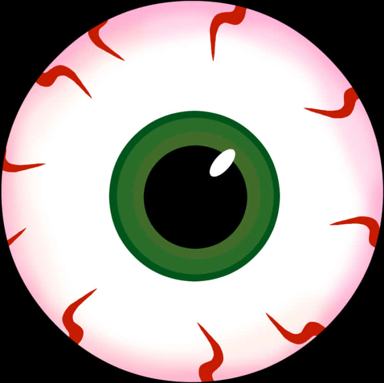 A Cartoon Eyeball With Red Spiky Lines