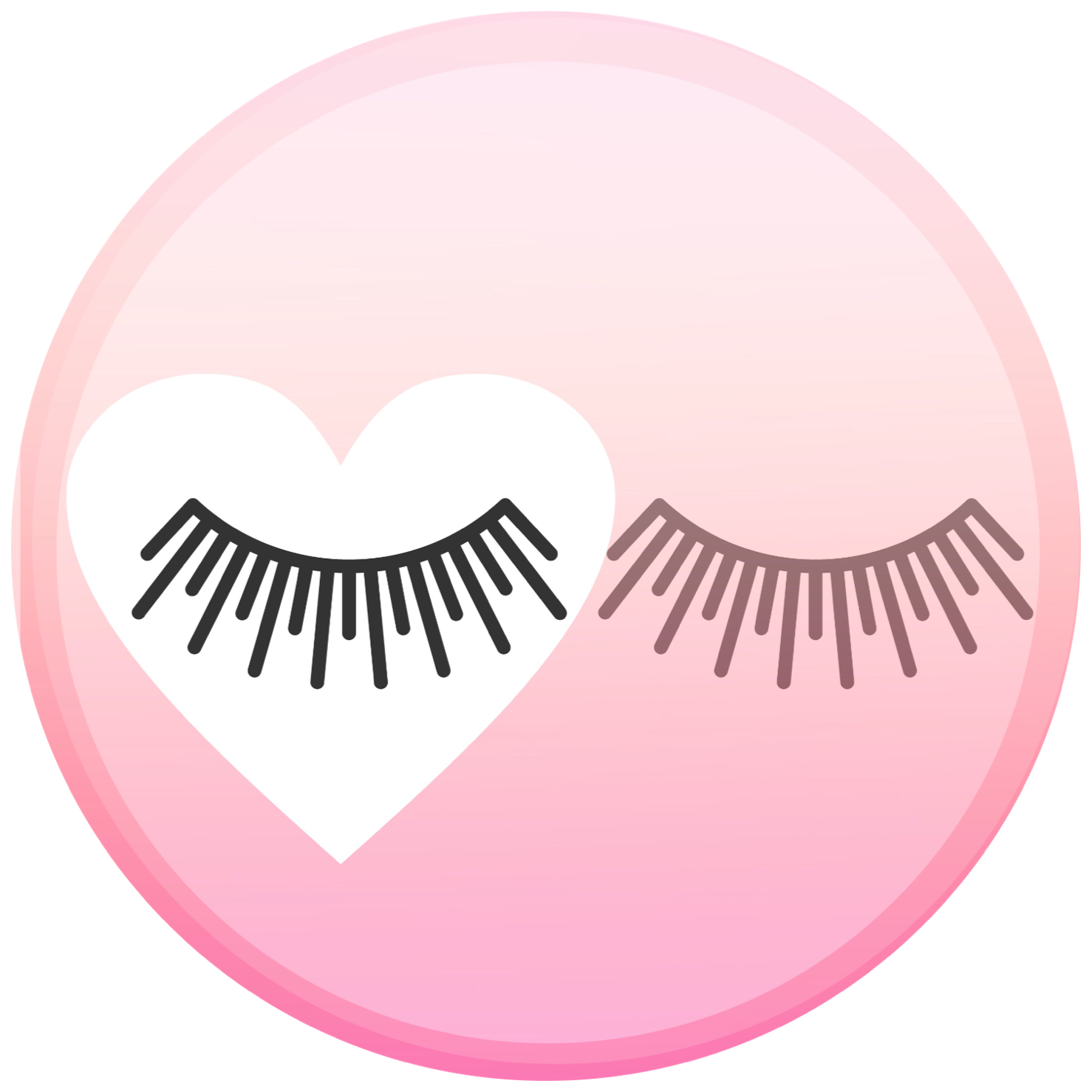 A Pink Circle With A Heart And Eyelashes