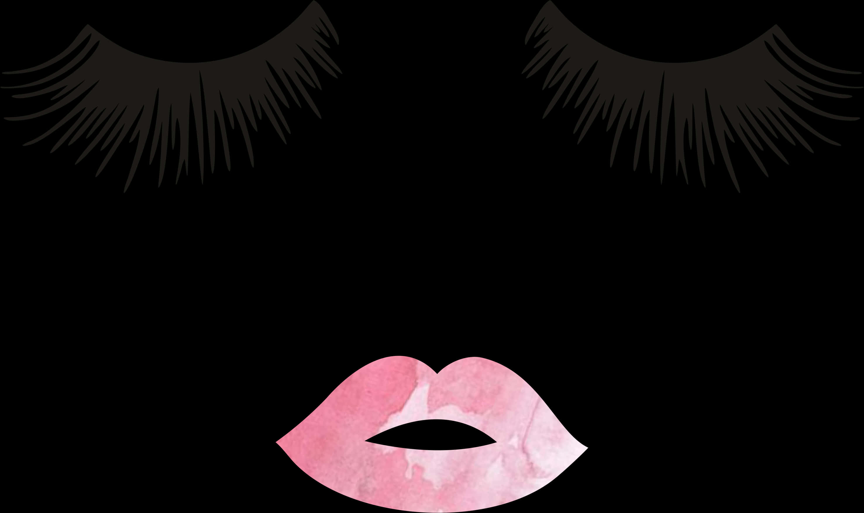 A Lips And Eyelashes On A Black Background