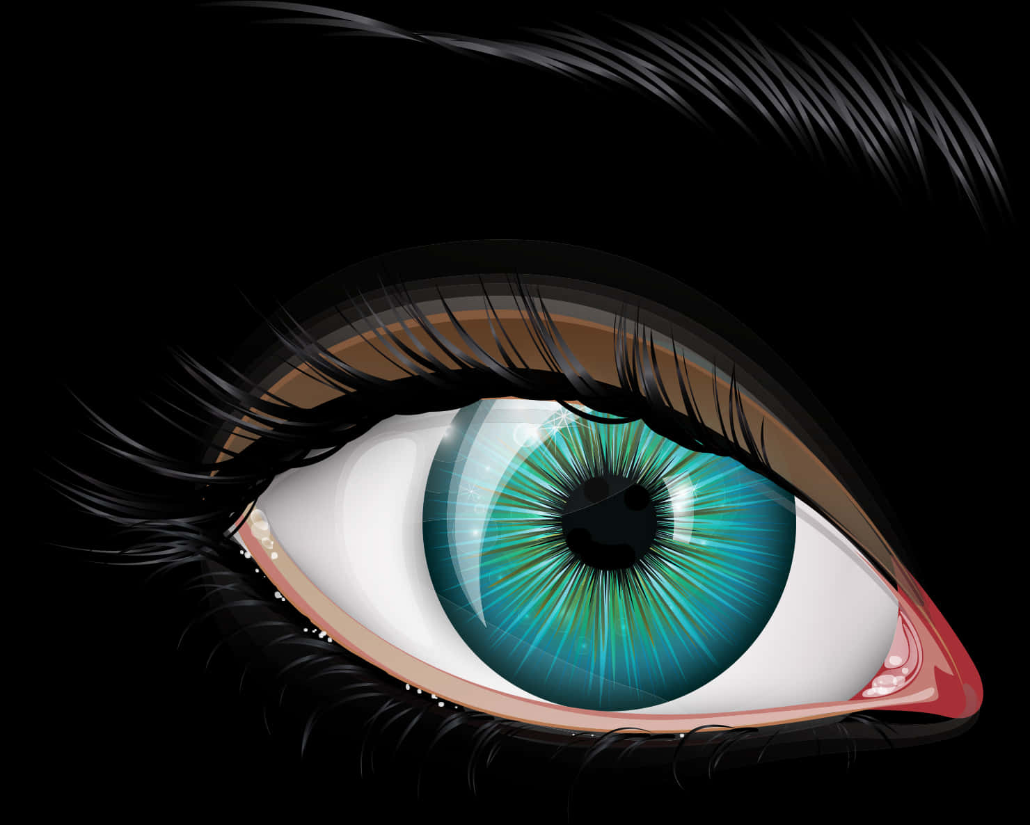 A Blue Eye With Eyelashes And A Black Background