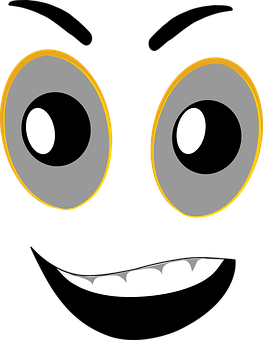 A Black Face With Large Eyes And A Smile