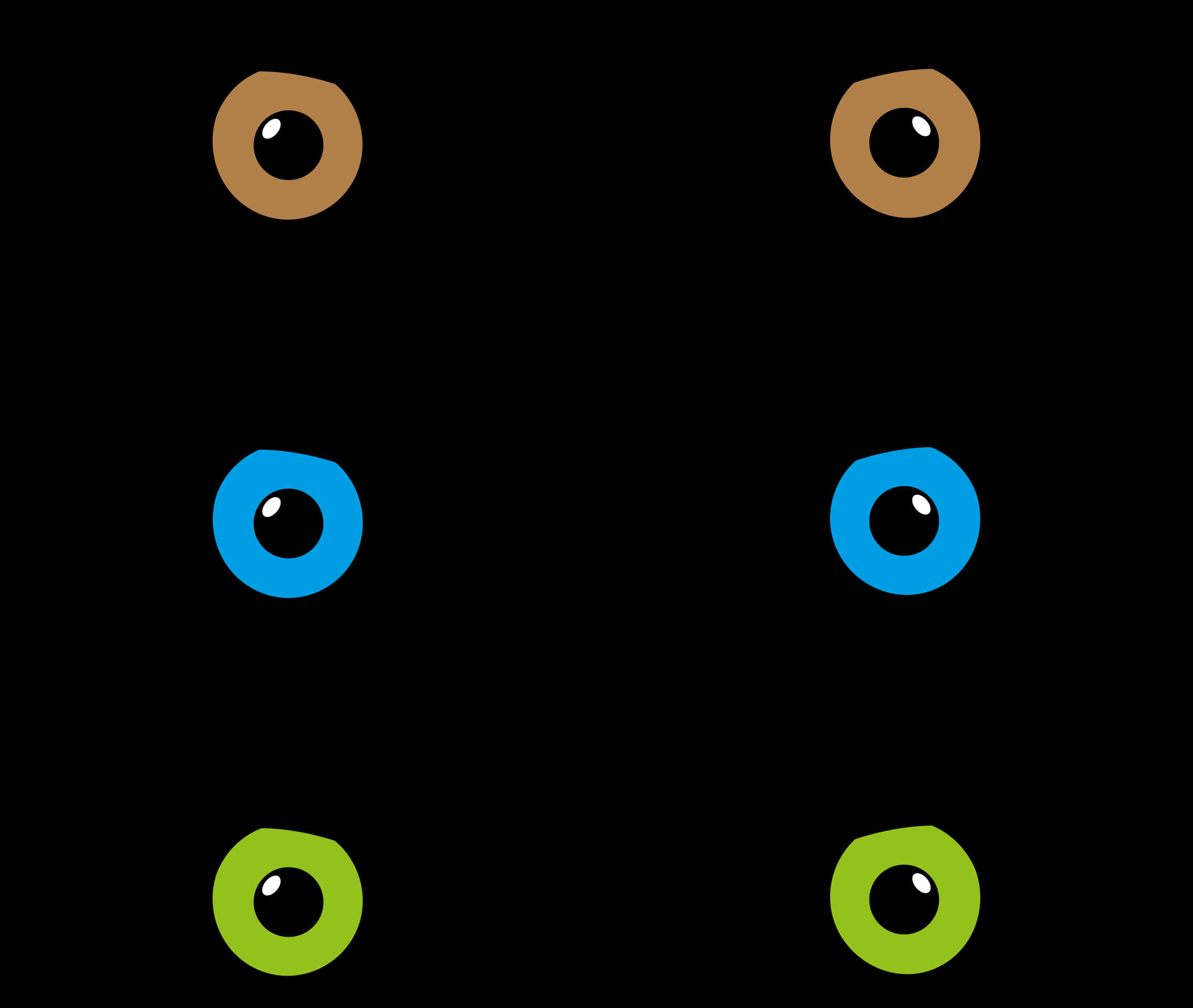 A Group Of Eyes On A Black Background