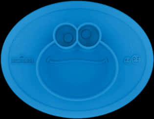 A Blue Plastic Plate With A Face