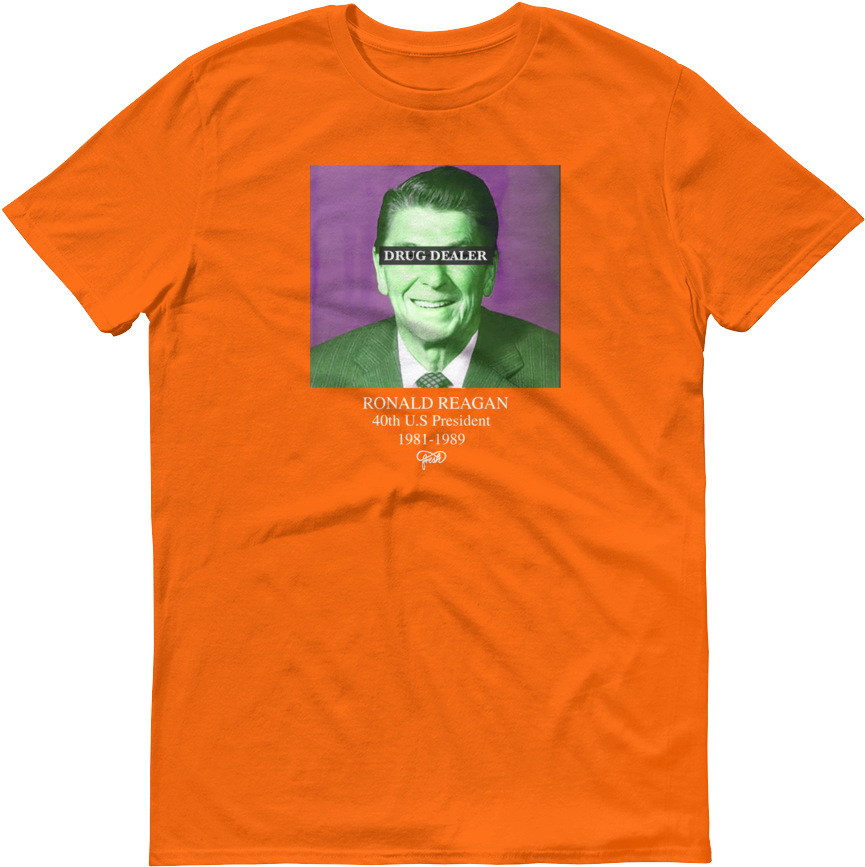 A Orange Shirt With A Picture Of A Man
