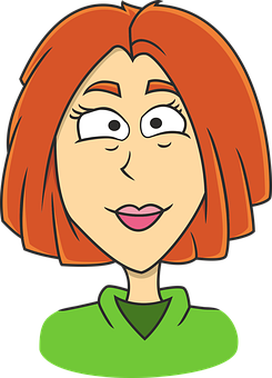 Ginger Cartoon Lady Face Short Hair